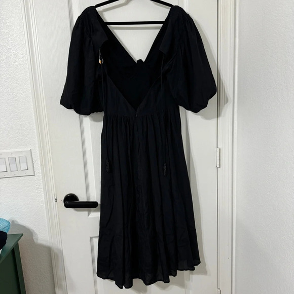Farm Rio Women's Black Puff Sleeve Midi Dress Medium - Picture 9 of 12
